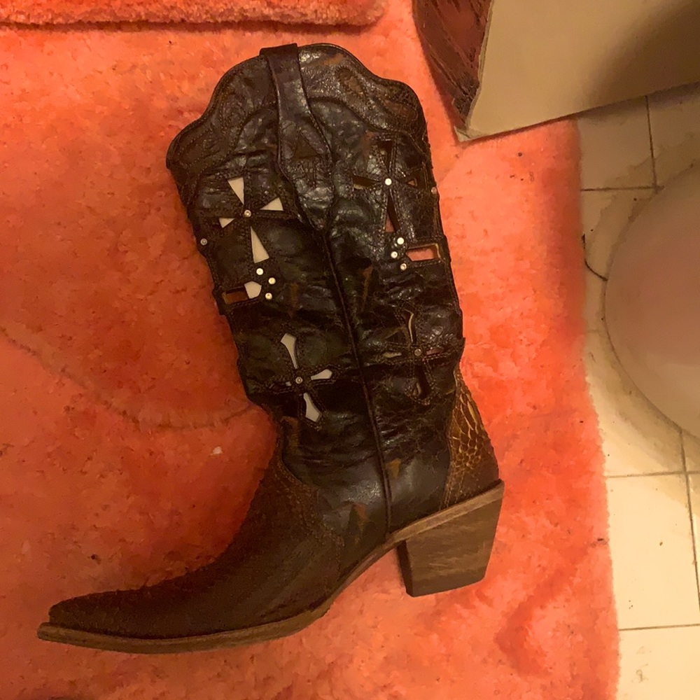 Chocolate Leather Cowboy Boots